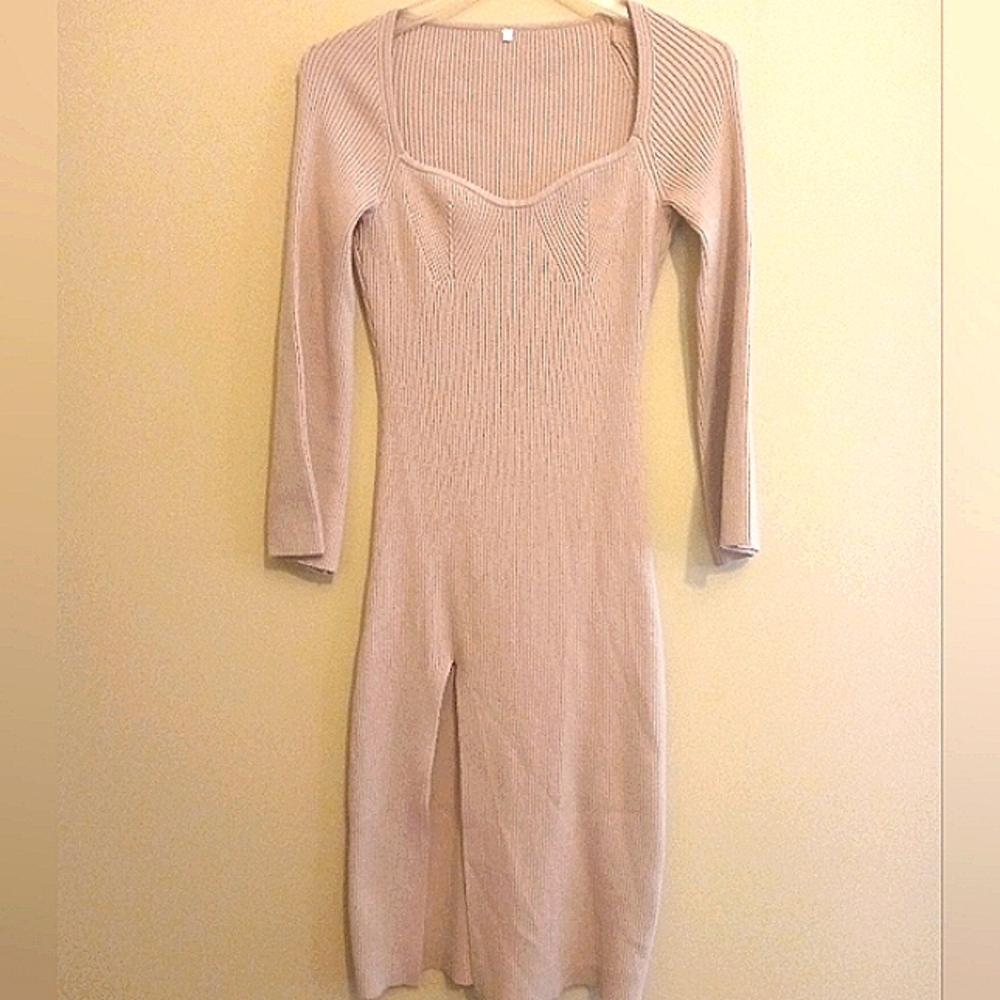 ASOS Pale Pink Ribbed Sweater Dress